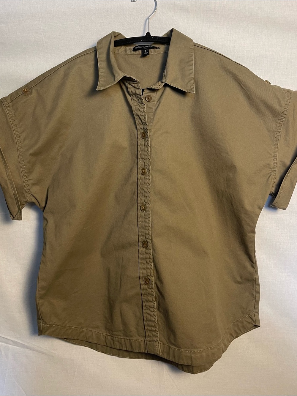 Banana Republic Men's Short Sleeve Button-Down Shirt in Olive
